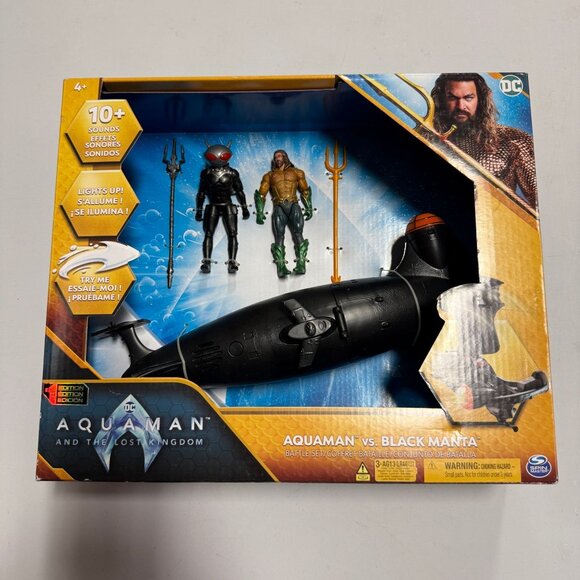 DC Aquaman Black Manta Battle Set Vehicle Submarine Lights Sounds Toy - Picture 1 of 12